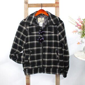 Billabong Plaid Wool Bomber Style Jacket w/Removeable Hood